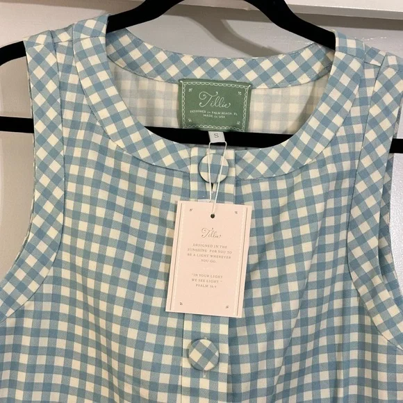 NWT - Tillie Sleeveless Gingham Dress in Light Blue - Picture 3 of 4